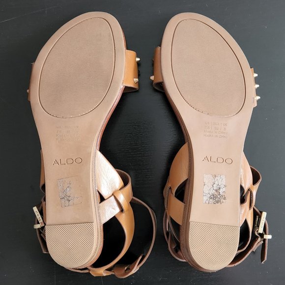 Aldo Women Studded Leather Flat Sandals - Picture 9 of 10